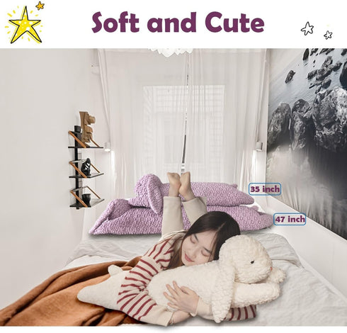 Hofun4U (White,35 inch) Rabbit Plush Pillow, Rabbit Stuffed Animal, Rabbit Plush Long Body Pillow for Kids Adults