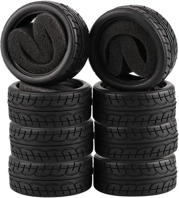 8pcs 1/10 On Road Soft Tires for RC 1:10 Touring Car Wheels Rim - Black