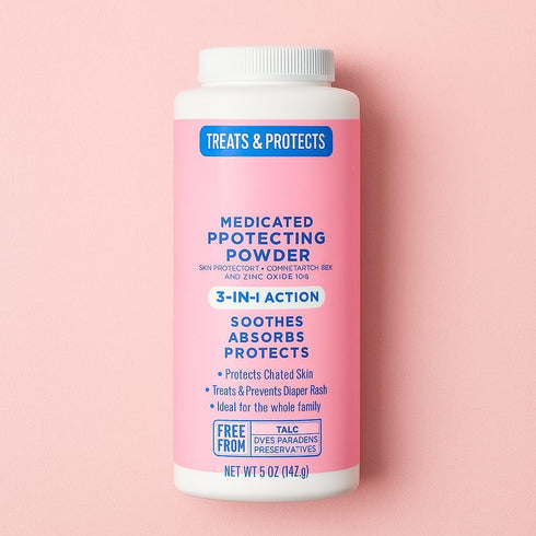 Generic 5 oz Medicated Body Powder with Zinc Oxide & Cornstarch, Talc-Free, Soothes & Protects Irritated Skin, Diaper