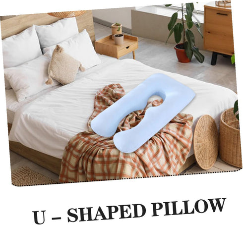 U-Shape Pregnancy Support Pillow Case Multi-Functional Body Cushion Cover for Side Sleeping Durable Washable Sky Blue