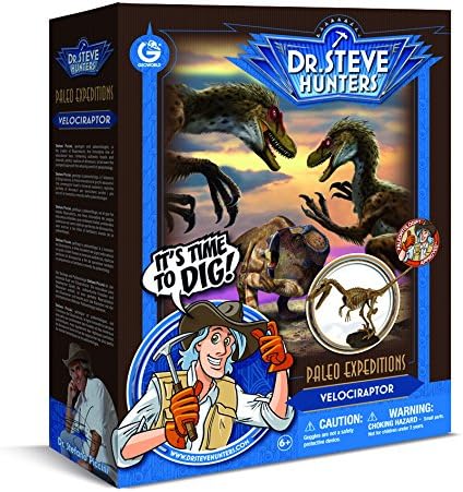 Uncle Milton Dr. Steve Hunters Paleo Expedition Dino Dig Excavation Kit Velociraptor - 14 Piece Educational Toy