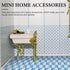 Doll House Furniture 27pcs Miniature Mosaic Floor Tile Sheet for Blue and White Tile Flooring