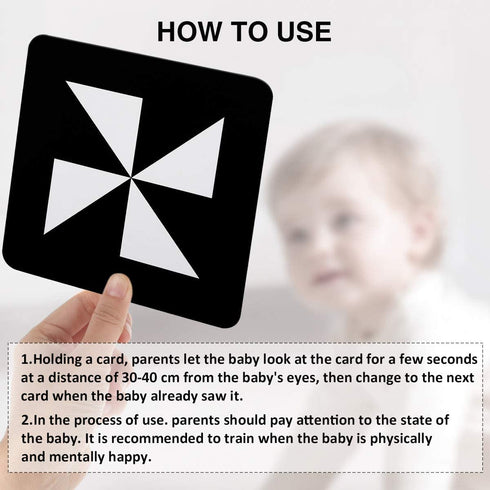 beiens High Contrast Baby Flashcards, Black White Color Visual Stimulation Learning Activity Cards for Newborns (0-3
