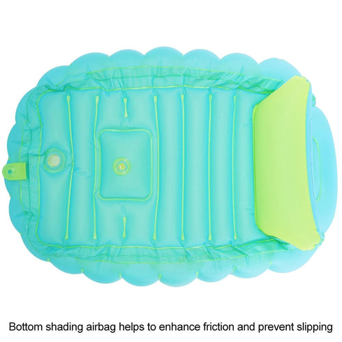 Pinsofy 06 Baby Inflatable Bathtub, Green Foldable Shower Basin, PVC Nonslip for Baby Gift Years Old Kids