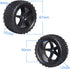Hobbypark Front and Rear Tires & Wheels Set, 12mm Hex Hubs for Redcat HPI Exceed RC 1/10 Off Road Buggy