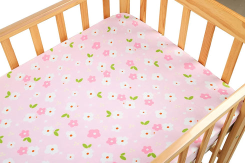 Pack n Play Playard Fitted Sheets 2 Pack Set for Baby Girl, Soft Stretchy Jersey Knit Portable Mini Crib Cover, Pink