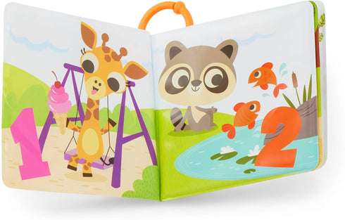 B. toys Bath Book & Boat Squirter, Pull-String Boat with Colors & Numbers, Travel Clip for 10 Months Tub Time