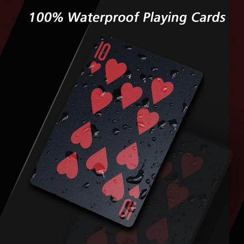 2 Decks Plastic Playing Cards, Premium Waterproof Black Poker Cards, Professional Luxury Deck for Adults