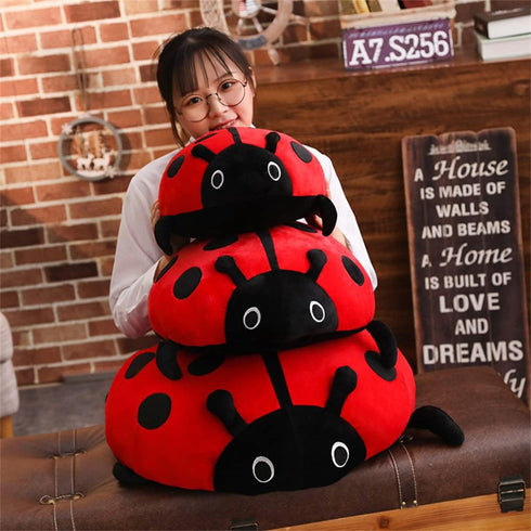 Cute Plush Toy Soft Ladybug Pillow Cushion - Novelty Gift for Children, Red, 65cm/25inch