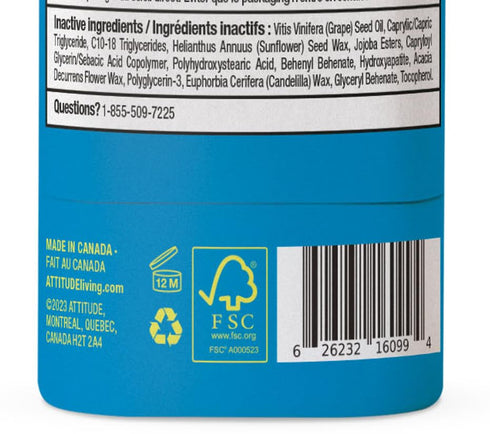 30, 0.7 ATTITUDE Mineral Face Sunscreen Stick for Kids, SPF EWG Verified, Plastic-Free, Broad Spectrum UVA/UVB