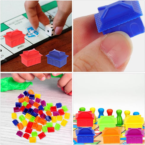 FAVOMOTO 120PCS Plastic Hotels Houses, Game Replacement Pieces for Board Games in Multicolor