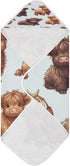 WELLDAY Highland Cows Hooded Baby Bath Towels, Cotton Soft Hooded Towel for Babies