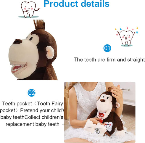 YOUYA Dental Tooth Fairy Puppet - Monkey Educational Plush Doll for Kids