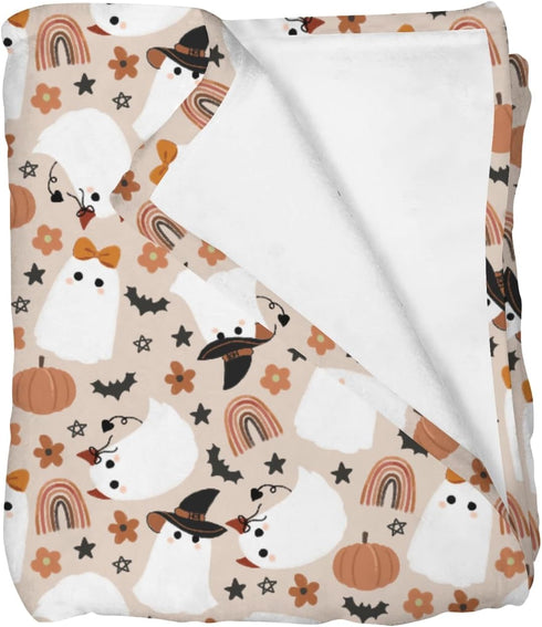 Selgkds Halloween Cats Witch Bats Rainbow Baby Blankets for Girl Boy Pastel Fall