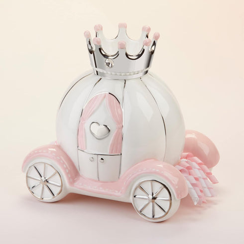 Ceramic Princess Carriage Piggy Bank for Baby Girl Room Decor