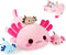 Onsoyours Axolotl Stuffed Animal Mommy 19.7" with 3 Baby Axolotl Plushies in