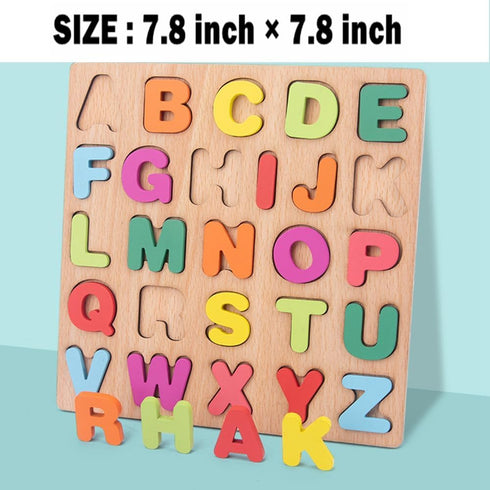 Wooden Puzzles for Toddlers, Alphabet Puzzle and Number Puzzle, Preschool Educational Learning Toys with Chunky Wood
