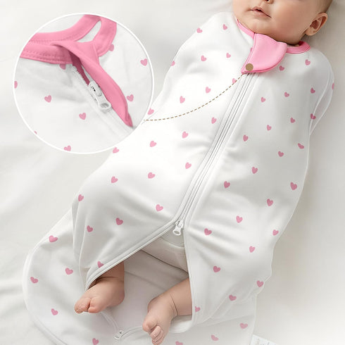 0-2 Pack 3) Baby Swaddle Months, Cotton Arm-In Zipper Sleep Sack, Wearable Blankets Wrap for Newborn Infant Girls (Bow