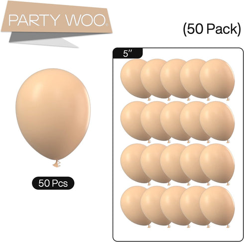 PartyWoo Nude Balloons, 50 pcs 5 Inch Boho Apricot Balloons for Party Decorations, Birthday, Baby Shower