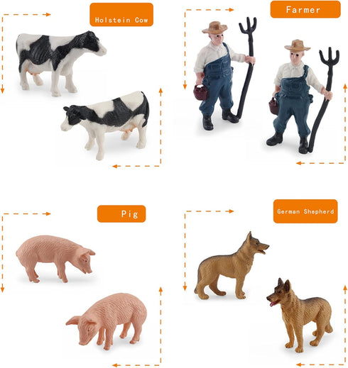 MEMOVAN Realistic Mini Barn Farm Toys Tractor Playset - Plastic Farm Animals, Cake Toppers, Toy Truck