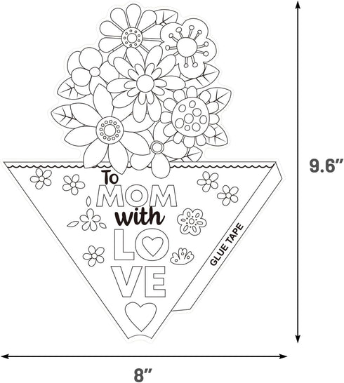 24 ceiba tree Pcs Color Your Own Mothers Day Bouquet Crafts Happy Mother's Day Coloring DIY Craft Kits for Kids School