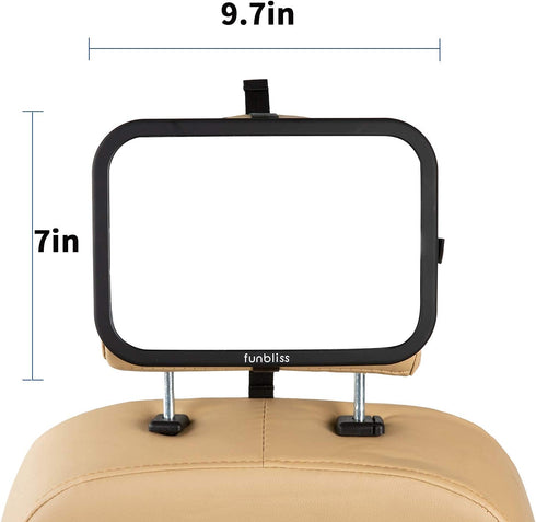 Baby Car Mirror - Most Stable Backseat Mirror with Premium Matte Finish, Secure and Shatterproof, Black
