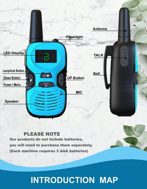2Pcs Walkie Talkies for Kids - Outdoor Toys for Ages 3-12, Long Range Birthday Gifts for Boys and Girls, Wakie-Talkies