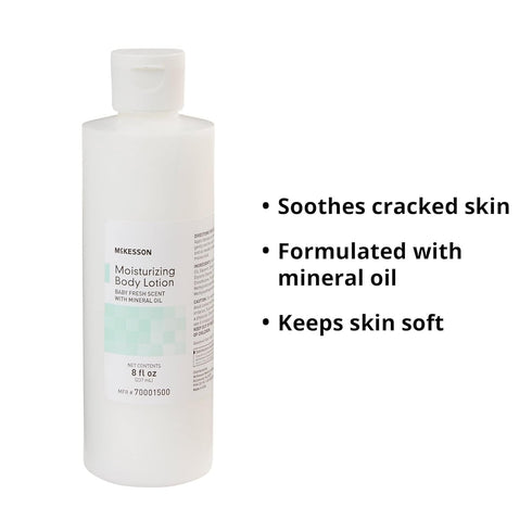 8 oz, 1 Count McKesson Moisturizing Body, Hand and Body Moisturizer, Baby Fresh Scent with Mineral Oil
