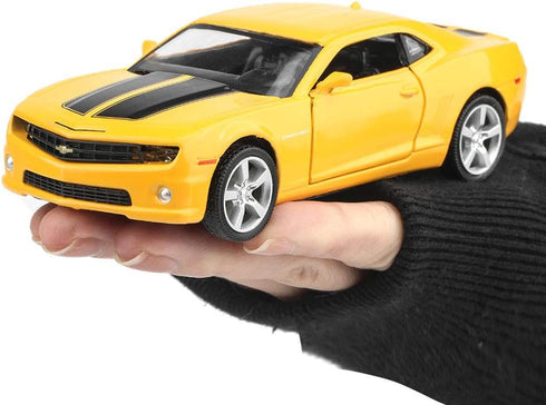 1/36 Scale Chevrolet Camaro Casting Car Model, Bumblebee Zinc Alloy Toy Car for Kids, Pull Back Vehicles (Yellow)