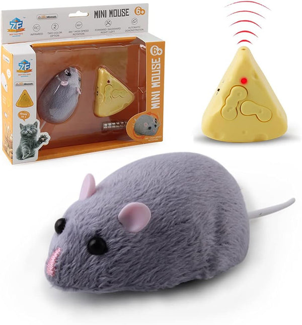 Tipmant Mini Sized RC Mice IR Remote Control Rat Mouse Animal Prank Joke Toys for Cat Dog Kids Christmas Gifts (Grey)