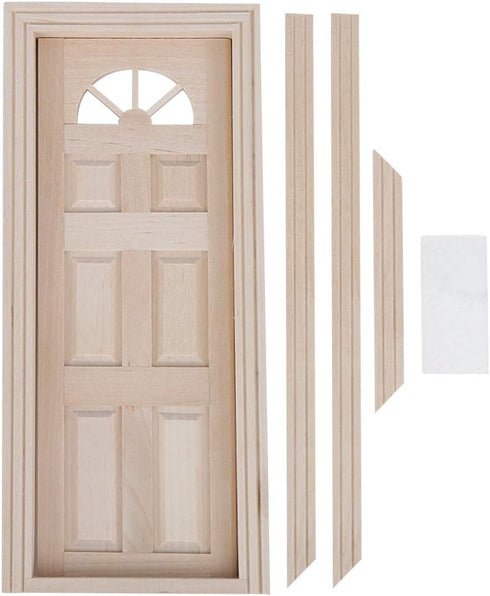 Dollhouse Door, 1:12 Dollhouse Wooden Miniature Simulated Door Mini Window Door Model Toy Accessory Cargostrap Doll House