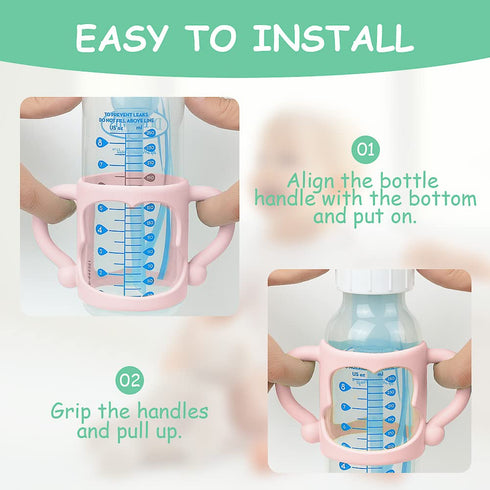 Aolso 2PCS Silicone Baby Bottle Handles, Bottle Handles for Dr Brown Narrow Bottles, Easy Grip Handles to Hold Baby