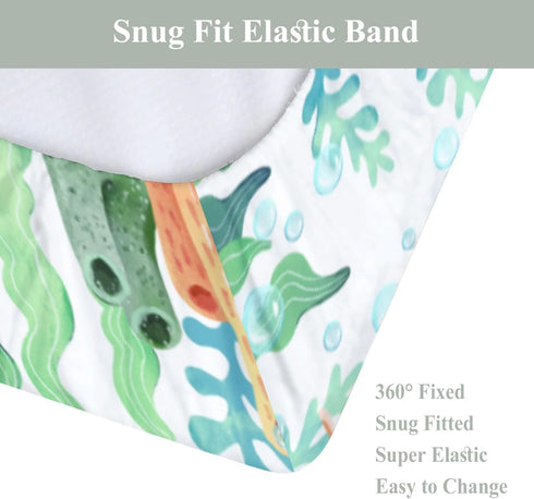 ZoUbqchY 32''16'' Colorful Ocean Animals Changing Pad Covers for Baby Girls Boys Whale Turtle Jellyfish Sea Horse