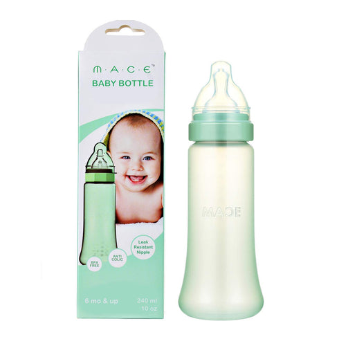 Made in USA aMACEing Zero Leak Baby Bottle - Anti-Colic Vent, Leak-Proof 10oz (Green)