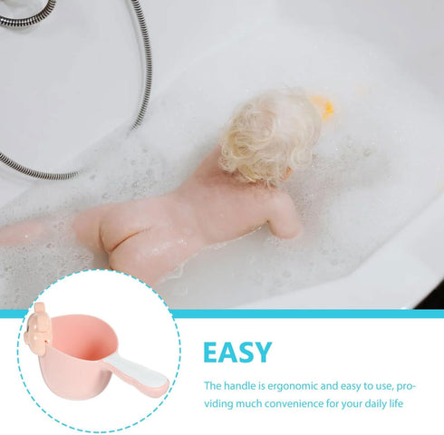 Kisangel Baby Shampoo Rinse Cup Large Capacity Thickened Pp Material Comfortable Round Handle Tear-Free Waterfall