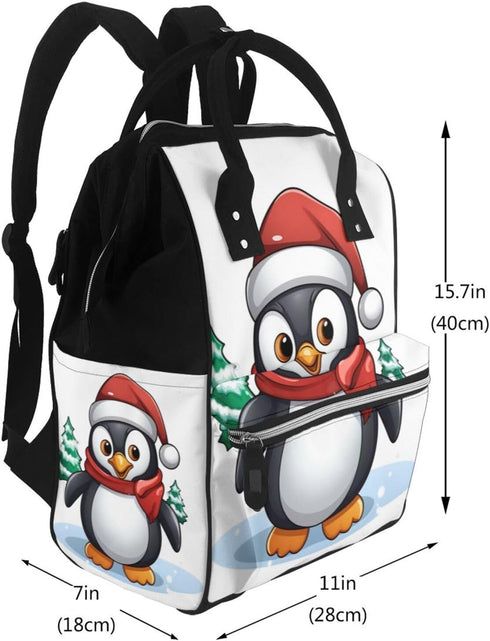DWVTSLH Backpack Mummy Backpack Christmas Penguin Diaper Bag Multifunction Nappy Bags Waterproof Large Capacity Travel