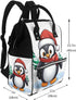 DWVTSLH Backpack Mummy Backpack Christmas Penguin Diaper Bag Multifunction Nappy Bags Waterproof Large Capacity Travel