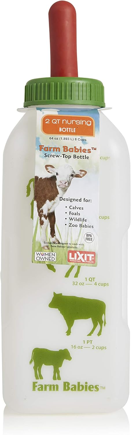 Lixit 64 Oz (Pack 1) Nursing Bottle for Farm Animals, WHITE, Fl
