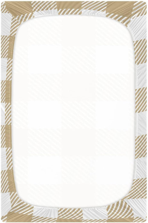 J JOYSAY Bed,39 27 Khaki Buffalo Plaid Check Fitted Crib Sheet for Boys Girls Baby Crib Sheet Crib Mattress Sheet Baby