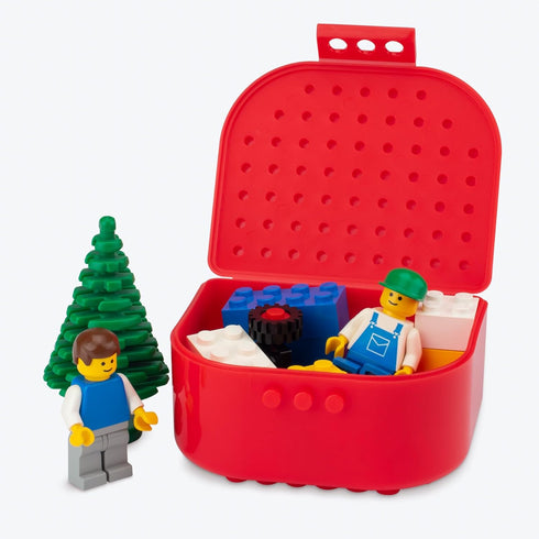 Building Blocks Storage & Display Box with Snap Closure, Holds Small Parts, Minifigures, Connectable on Top & Bottom, 3 Pack by Practicon