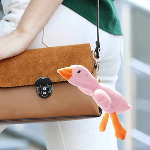 White Plush Duck Car Keychain, Cotton Filling Stuffed Animal Fluffy Duck Plushie
