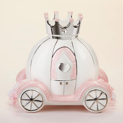 Ceramic Princess Carriage Piggy Bank for Baby Girl Room Decor