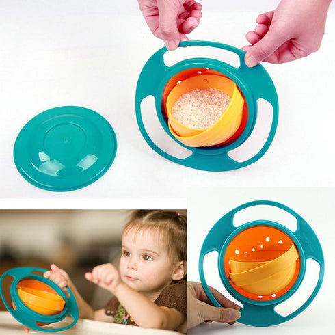 ZTL Gyro Bowl - 360 Degree Rotation Spill Resistant Gyroscopic Bowl with Lid