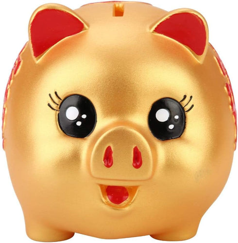 Creative Golden Piggy Bank, Large Capacity Cute Plastic Pig Toy, Anti-Fall Money Cash Collectible Saving Box for Kids
