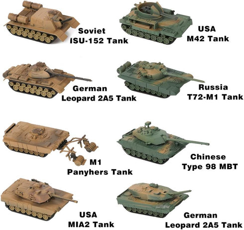 PROLOSO Playset 8 20 Military Army Take Apart Battle Tank Models and Tiny Toy Soldiers