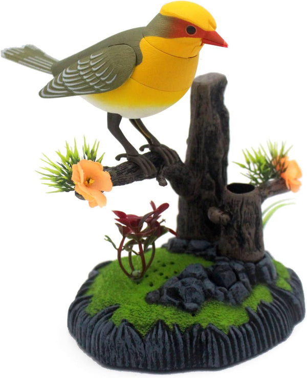 Tipmant Cute Electronic Pets Simulation Sparrow Bird, Move Chirp Pen Holders, Office Home Decor Ornament