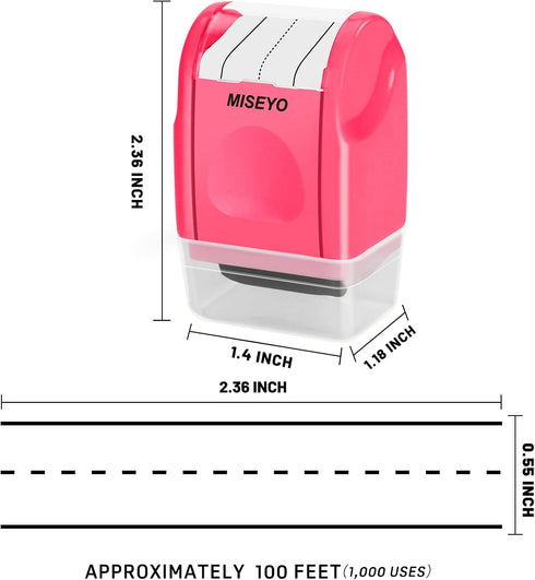 Miseyo Dashed Handwriting Lines Practice Roller Stamp, Self-Inking Line Rolling Stamps for Kids Writing - Peach.
