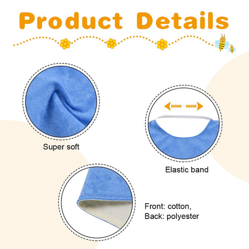 Vicloon Baby Bibs, 5PCS Terry Bib Set, Waterproof Cotton Bibs for Boys, Girls, Adjustable Elastic Strap