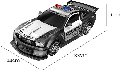 GoolRC 1:12 Scale RC Drift Car 2.4GHz Remote Control Police Car with Lights Siren 4WD High Speed Racing Toy