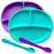 Silicone Suction Plate for Baby, 100% Food Grade Silicone Divided Plate, Toddler Self Feeding Training Set (Purple &